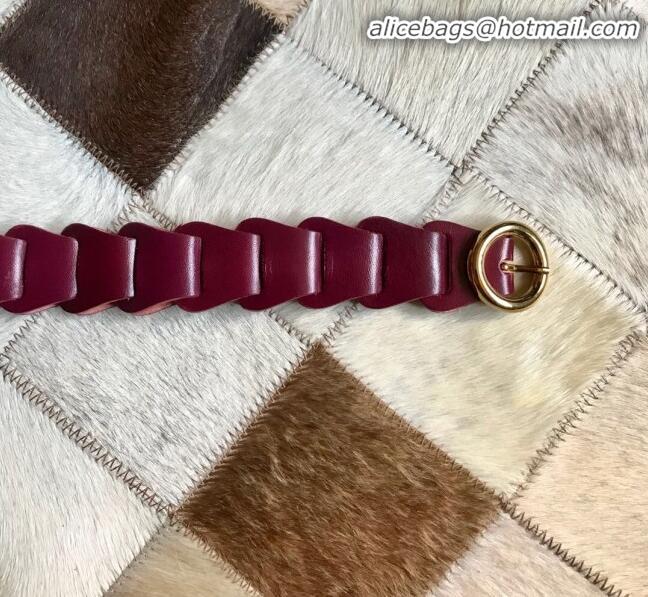 Grade Quality Bottega Veneta Leather Modular Link Belt Width 30mm with Circular Buckle BV21119 Red