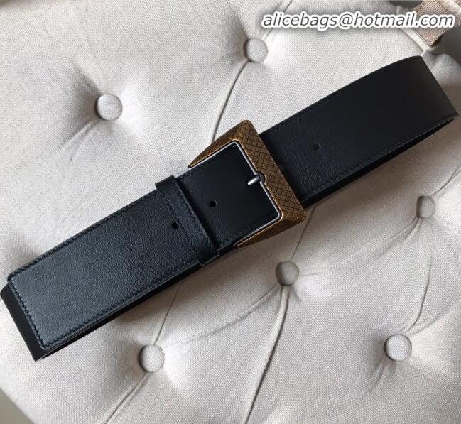 Cheapest Bottega Veneta Leather Belt 50mm with Vintage Framed Buckle BV21121 Black