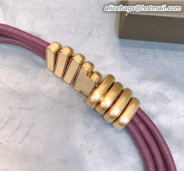 Pretty Style Bottega Veneta Nappa Leather Cord Bronze Corset Belt Width 30mm BV21246 Burgundy