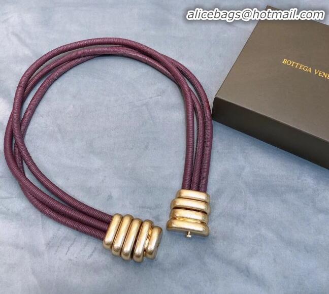 Pretty Style Bottega Veneta Nappa Leather Cord Bronze Corset Belt Width 30mm BV21246 Burgundy