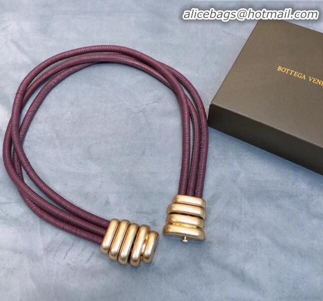 Pretty Style Bottega Veneta Nappa Leather Cord Bronze Corset Belt Width 30mm BV21246 Burgundy