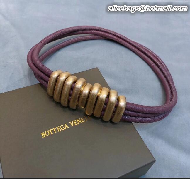 Pretty Style Bottega Veneta Nappa Leather Cord Bronze Corset Belt Width 30mm BV21246 Burgundy