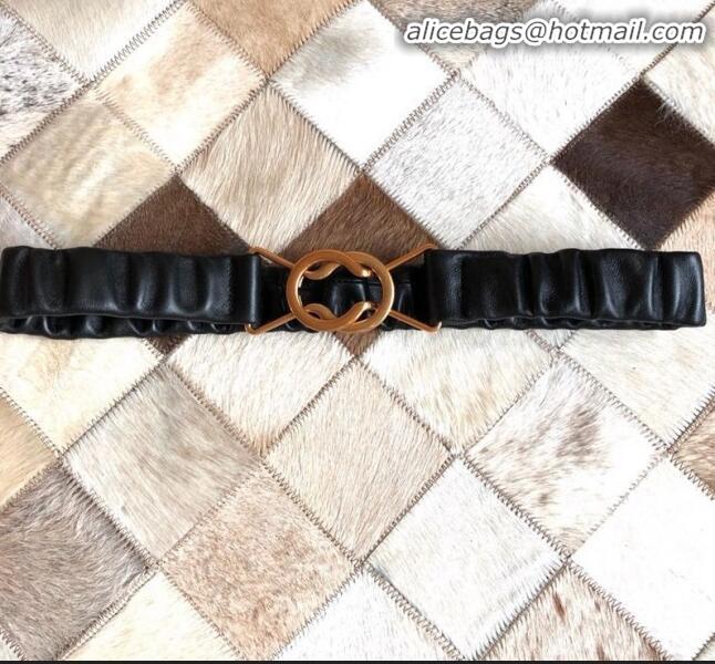 Top Design Bottega Veneta Lambskin Belt 40mm with Saddle Buckle BV22328 Black