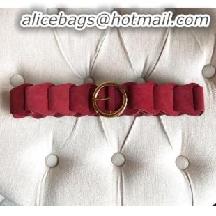 Grade Quality Bottega Veneta Suede Modular Link Belt with Circular Buckle BV22723 Red