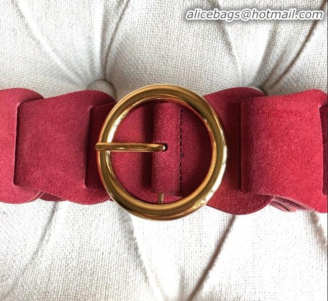 Grade Quality Bottega Veneta Suede Modular Link Belt with Circular Buckle BV22723 Red