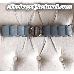 Super Quality Bottega Veneta Suede Modular Link Belt with Circular Buckle BV22723 Light Blue