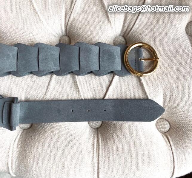 Super Quality Bottega Veneta Suede Modular Link Belt with Circular Buckle BV22723 Light Blue