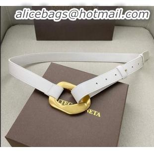 Discount Bottega Veneta Leather Belt 25mm with Metal Framed Buckle BV10611 White