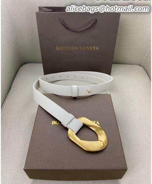 Discount Bottega Veneta Leather Belt 25mm with Metal Framed Buckle BV10611 White