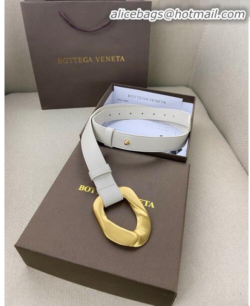 Discount Bottega Veneta Leather Belt 25mm with Metal Framed Buckle BV10611 White