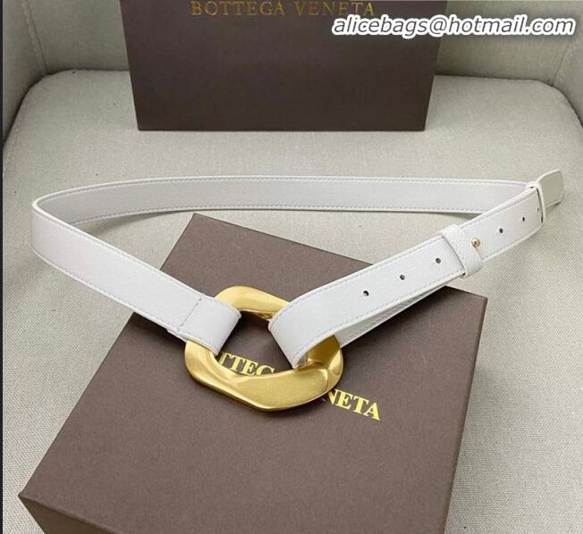 Discount Bottega Veneta Leather Belt 25mm with Metal Framed Buckle BV10611 White