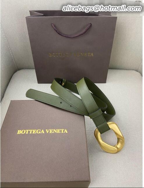 Low Cost Bottega Veneta Leather Belt 25mm with Metal Framed Buckle BV10611 Green