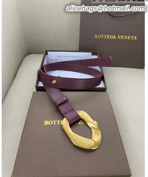 Promotional Bottega Veneta Leather Belt Width 25mm with Metal Framed Buckle BV10611 Burgundy