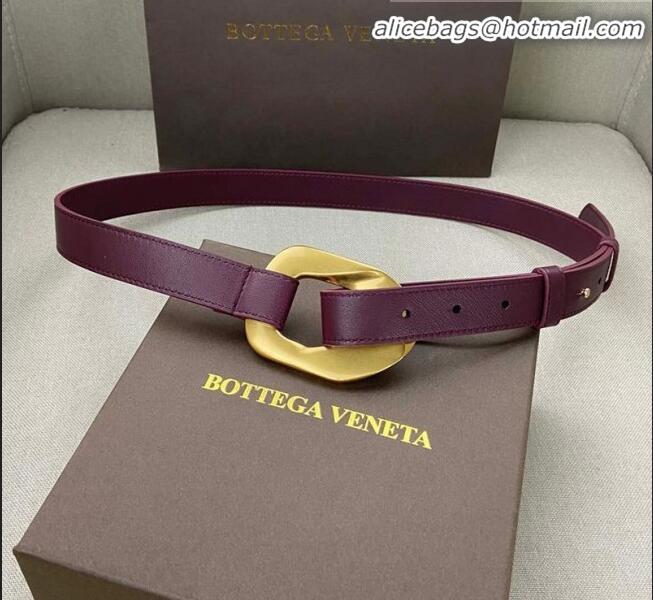 Promotional Bottega Veneta Leather Belt Width 25mm with Metal Framed Buckle BV10611 Burgundy