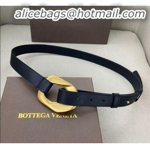 Low Cost Bottega Veneta Leather Belt Width 25mm with Metal Framed Buckle BV10611 Black