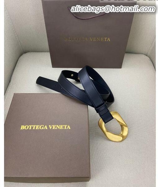 Low Cost Bottega Veneta Leather Belt Width 25mm with Metal Framed Buckle BV10611 Black