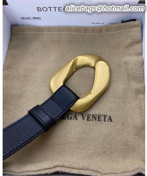 Low Cost Bottega Veneta Leather Belt Width 25mm with Metal Framed Buckle BV10611 Black