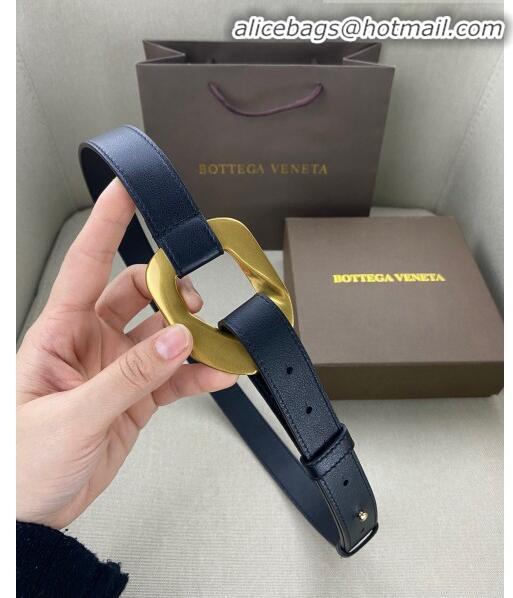 Low Cost Bottega Veneta Leather Belt Width 25mm with Metal Framed Buckle BV10611 Black