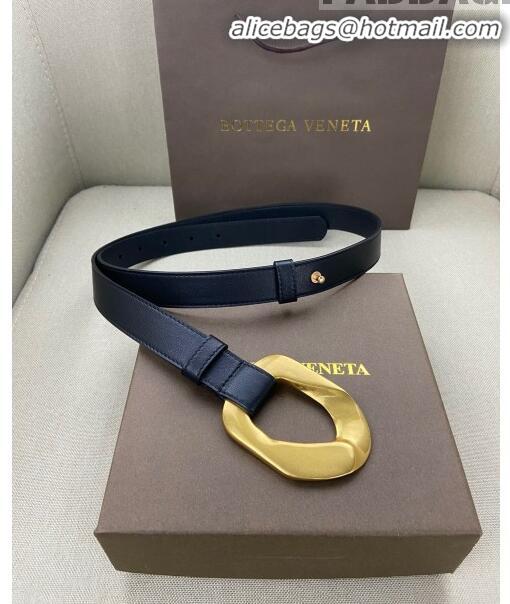 Low Cost Bottega Veneta Leather Belt Width 25mm with Metal Framed Buckle BV10611 Black