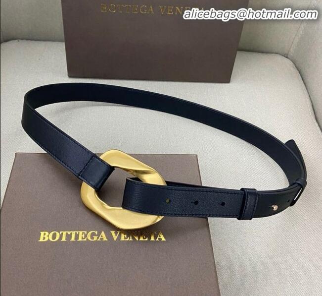 Low Cost Bottega Veneta Leather Belt Width 25mm with Metal Framed Buckle BV10611 Black