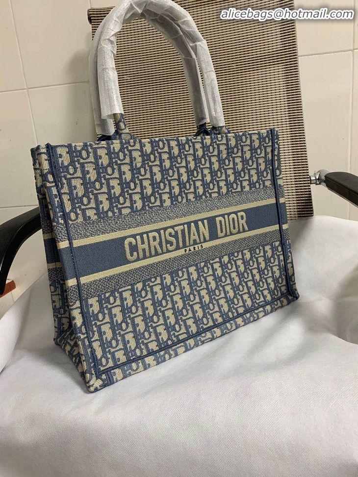 New Design Dior Small Book Tote Bag in Oblique Embroidery Canvas M931 Gray