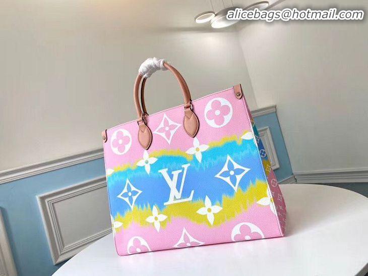 Grade Quality Louis Vuitton ONTHEGO Original Leather Escale Bag M45119 Pink&Blue