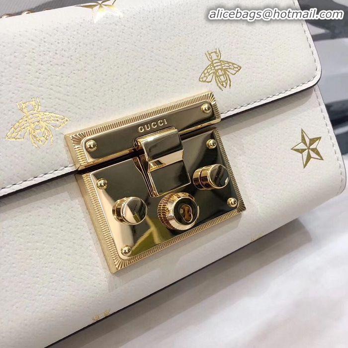 Affordable Price Gucci Signature GG Original Marmont Leather Shoulder Bag 431382 White Bee