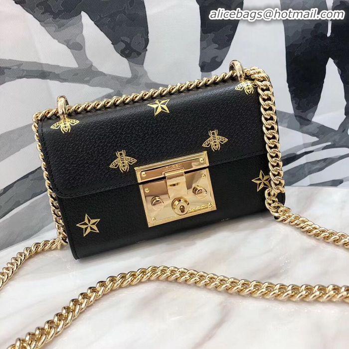 AAAAA Imitation Gucci Signature GG Original Marmont Leather Shoulder Bag 431382 Black Bee