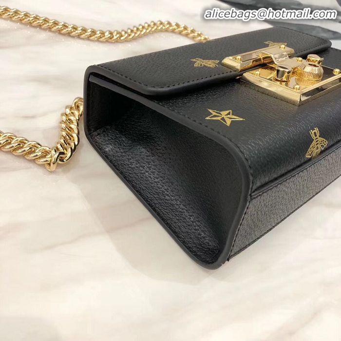 AAAAA Imitation Gucci Signature GG Original Marmont Leather Shoulder Bag 431382 Black Bee