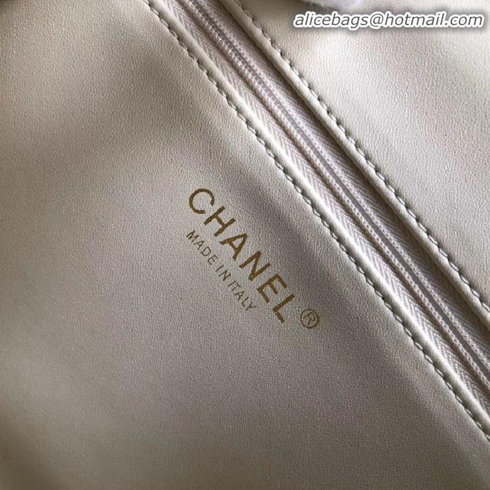 Perfect Inexpensive Chanel backpack Grained Calfskin & Gold-Tone Metal A57571 white