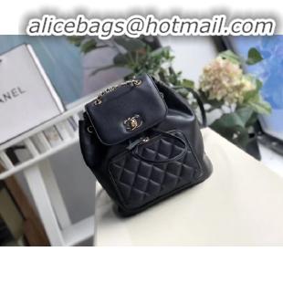 Popular Style Chanel backpack Grained Calfskin & Gold-Tone Metal A57571 black