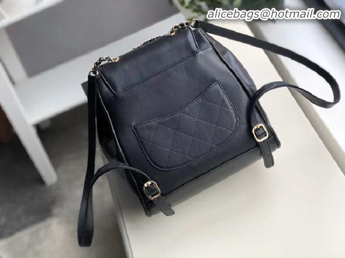 Popular Style Chanel backpack Grained Calfskin & Gold-Tone Metal A57571 black