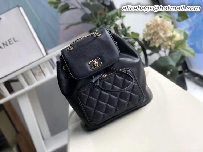 Popular Style Chanel backpack Grained Calfskin & Gold-Tone Metal A57571 black