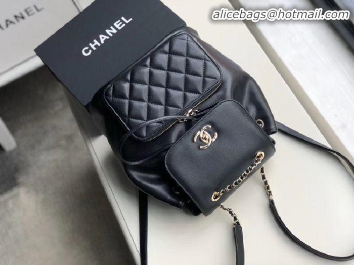 Popular Style Chanel backpack Grained Calfskin & Gold-Tone Metal A57571 black