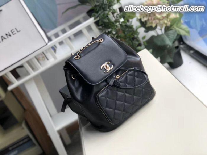 Popular Style Chanel backpack Grained Calfskin & Gold-Tone Metal A57571 black