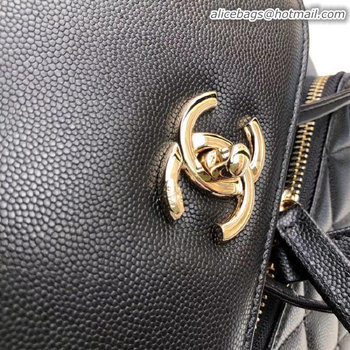 Popular Style Chanel backpack Grained Calfskin & Gold-Tone Metal A57571 black