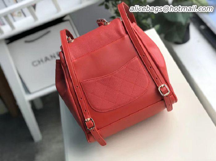 Top Quality Chanel backpack Grained Calfskin & Gold-Tone Metal A57571 red