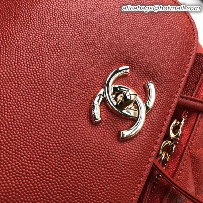 Top Quality Chanel backpack Grained Calfskin & Gold-Tone Metal A57571 red