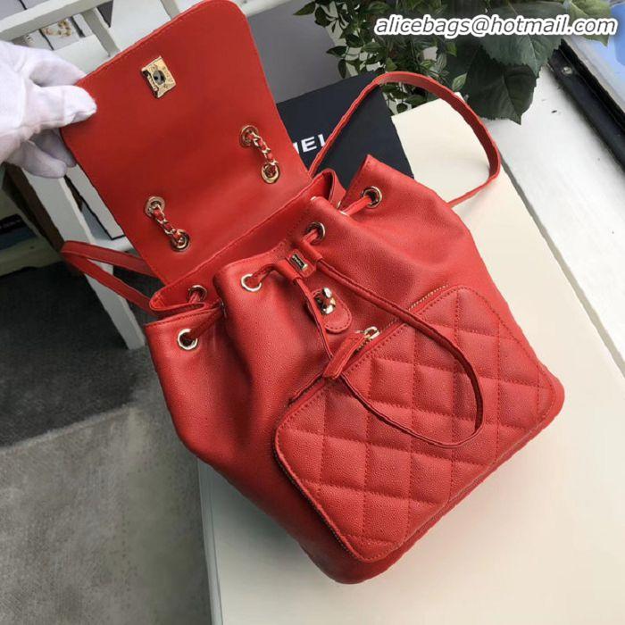 Top Quality Chanel backpack Grained Calfskin & Gold-Tone Metal A57571 red