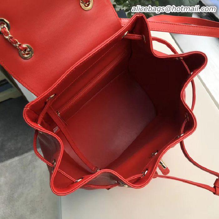 Top Quality Chanel backpack Grained Calfskin & Gold-Tone Metal A57571 red