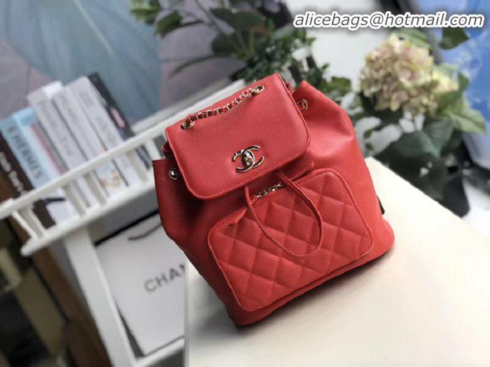 Top Quality Chanel backpack Grained Calfskin & Gold-Tone Metal A57571 red