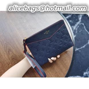 Wholesale Louis Vuitton Original Monogram Empreinte Clutch bag MELANIE M68705 Navy blue