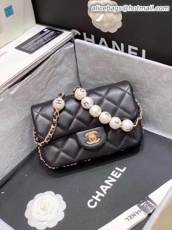 Unique Grade Chanel flap Imitation Pearls bag AS1436 black