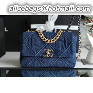 Unique Discount CHANEL Denim 19 Flap Bag AS1160 blue