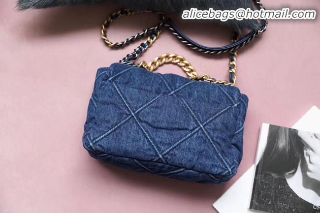 Unique Discount CHANEL Denim 19 Flap Bag AS1160 blue