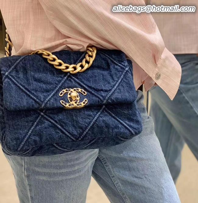 Unique Discount CHANEL Denim 19 Flap Bag AS1160 blue