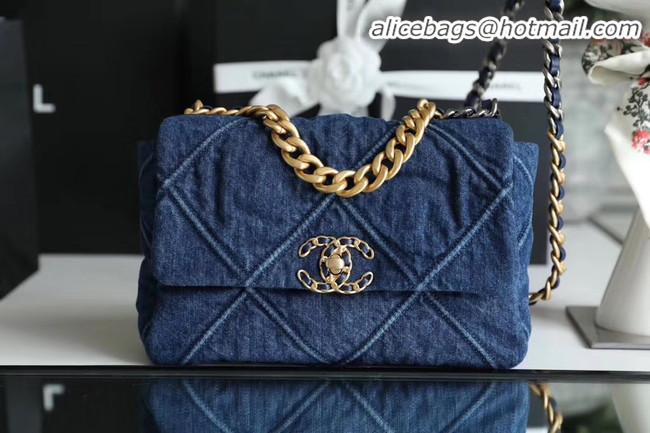 Unique Discount CHANEL Denim 19 Flap Bag AS1160 blue