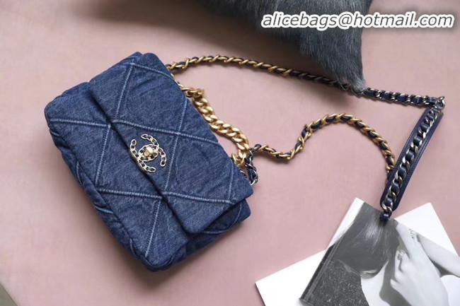 Unique Discount CHANEL Denim 19 Flap Bag AS1160 blue