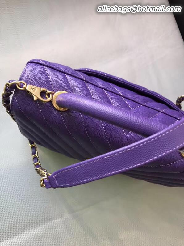 Shop Duplicate Chanel Flap Bag with Top Handle A92991 purple