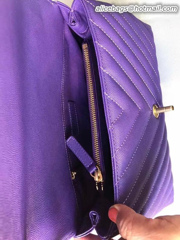 Shop Duplicate Chanel Flap Bag with Top Handle A92991 purple